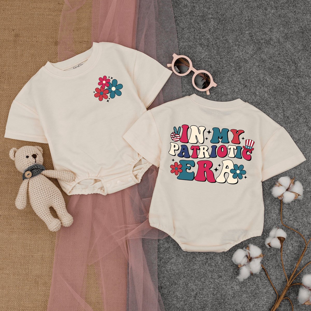 In My Patriotic Era Baby Romper Short  Sleeve Retro 4th of July Cute Fourth of July Baby Patriotic 172