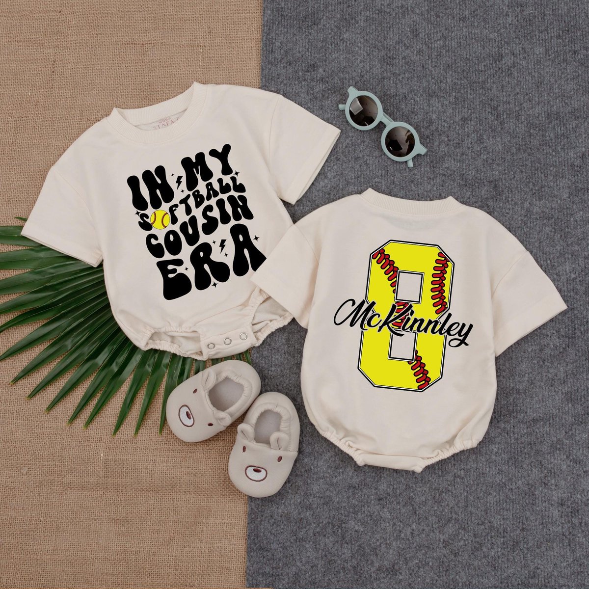 In my Softball Cousin Era Bubble Romper Game Day Baby Clothes Gameday Outfit Baby Clothes Short Slee 187