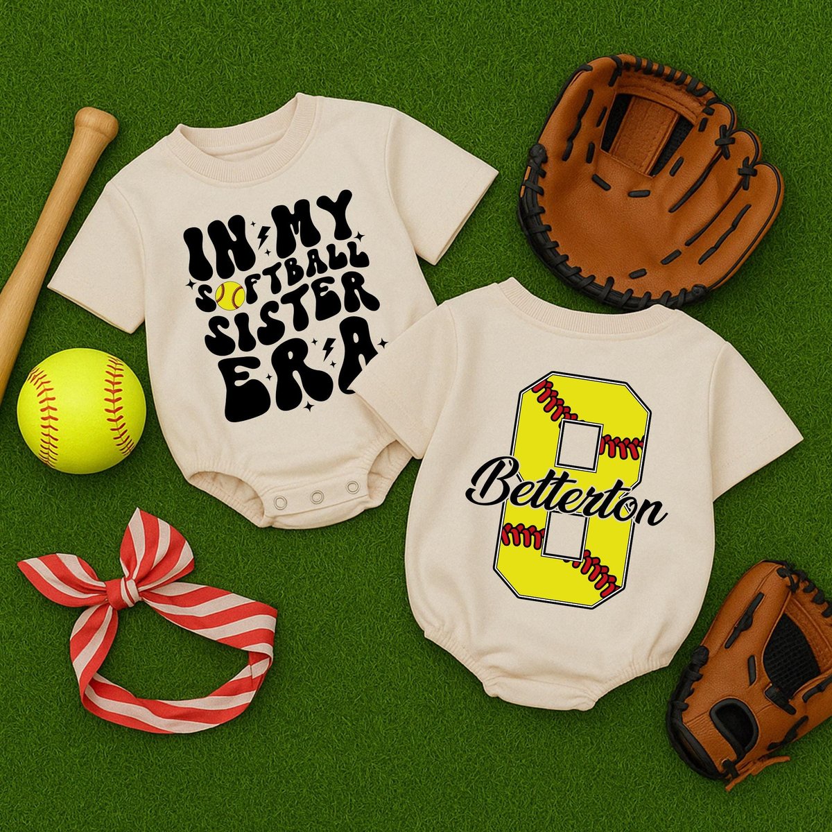 In my Softball Sister Era Bubble Romper Game Day Baby Clothes Gameday Outfit Baby Clothes Short Slee 177