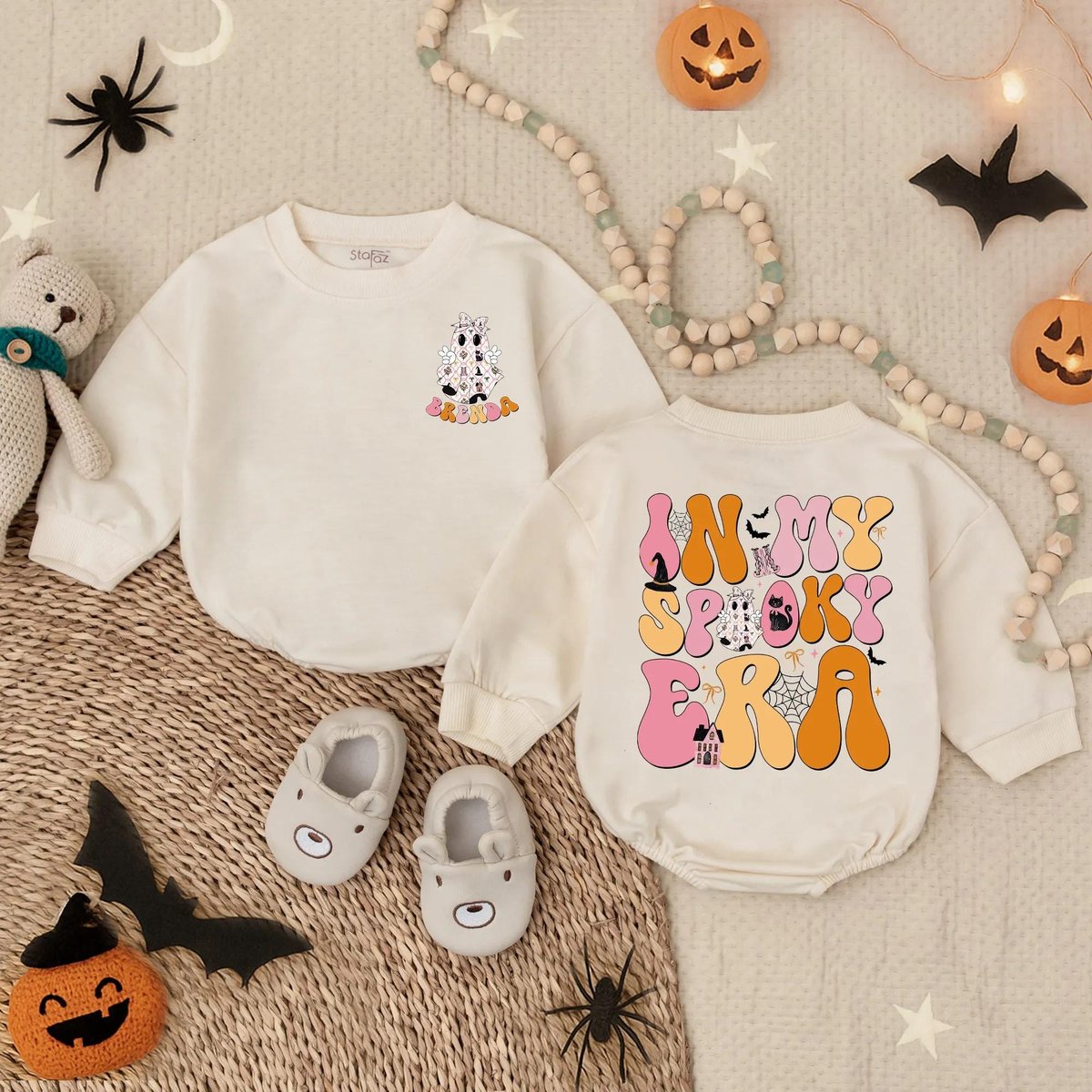 In My Spooky Era Baby Bubble Romper Personalized Halloween Outfit My first Halloween Clothes Trick o