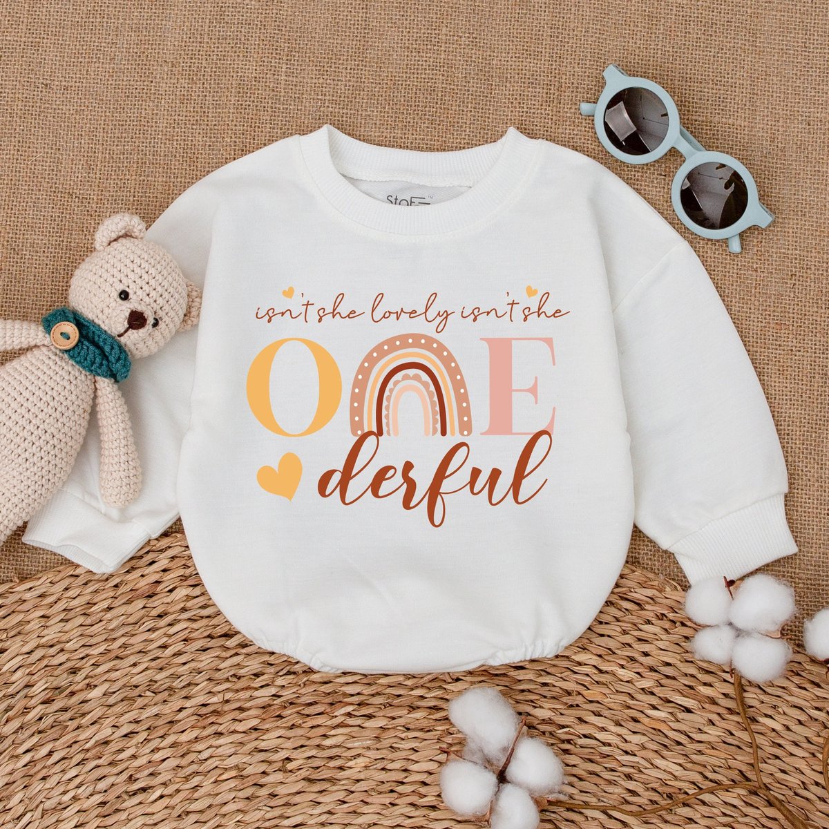 Isn't She Lovely Insn't She Onederful Romper Onederful Rainbow Bodysuit Boho Rainbow 1st Birthday 172