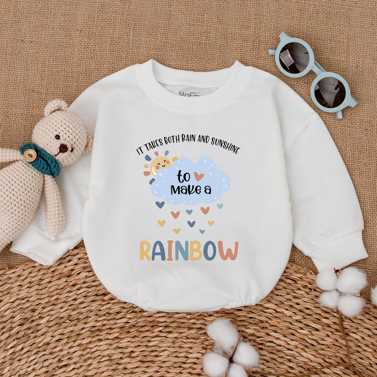 It Takes Both Rain and Sunshine To Make a Rainbow Romper Rainbow of Hope Baby Bodysuit Gender Neutra 171