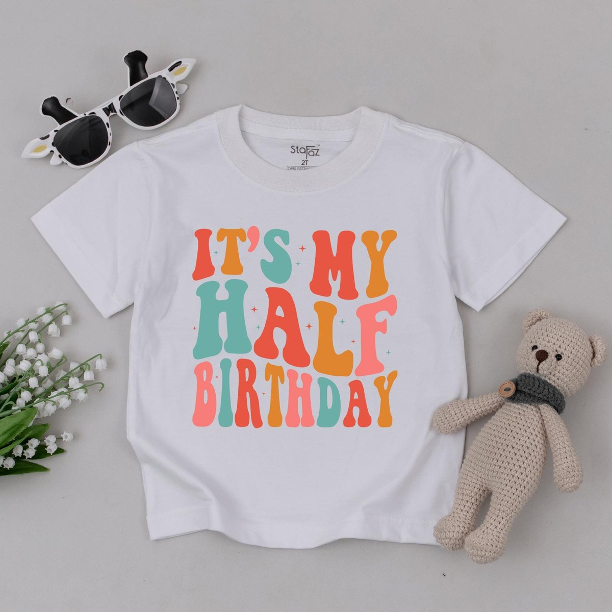 It's My Half Birthday T-Shirt Half Way To One Baby T-Shirt 6 Months Birthday Gift 12 Birthday Outfi