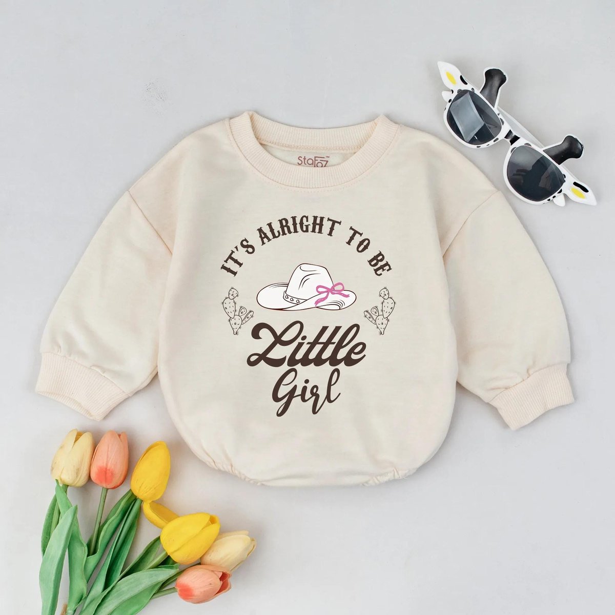 Its Alright To Be Little Girl Baby Bubble Romper Western Baby Girl Outfit Toddler Girl Summer Clothe 433