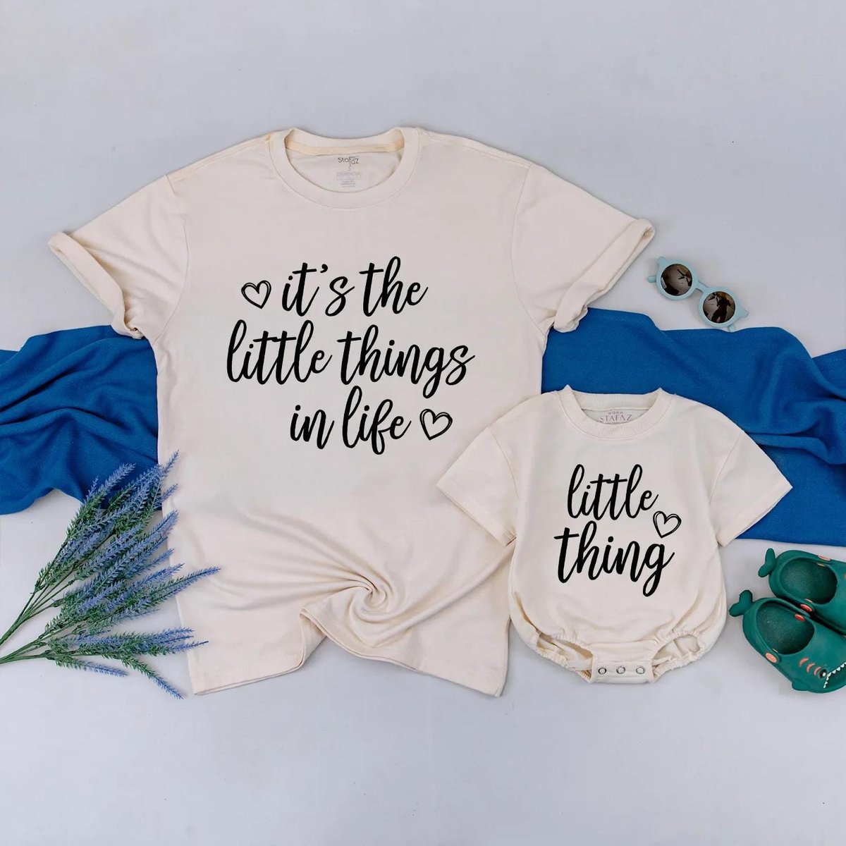 Its the Little Things in Life Matching Outfit Mommy and Me Shirt and Romper Set Baby Girl Gift Cute 429