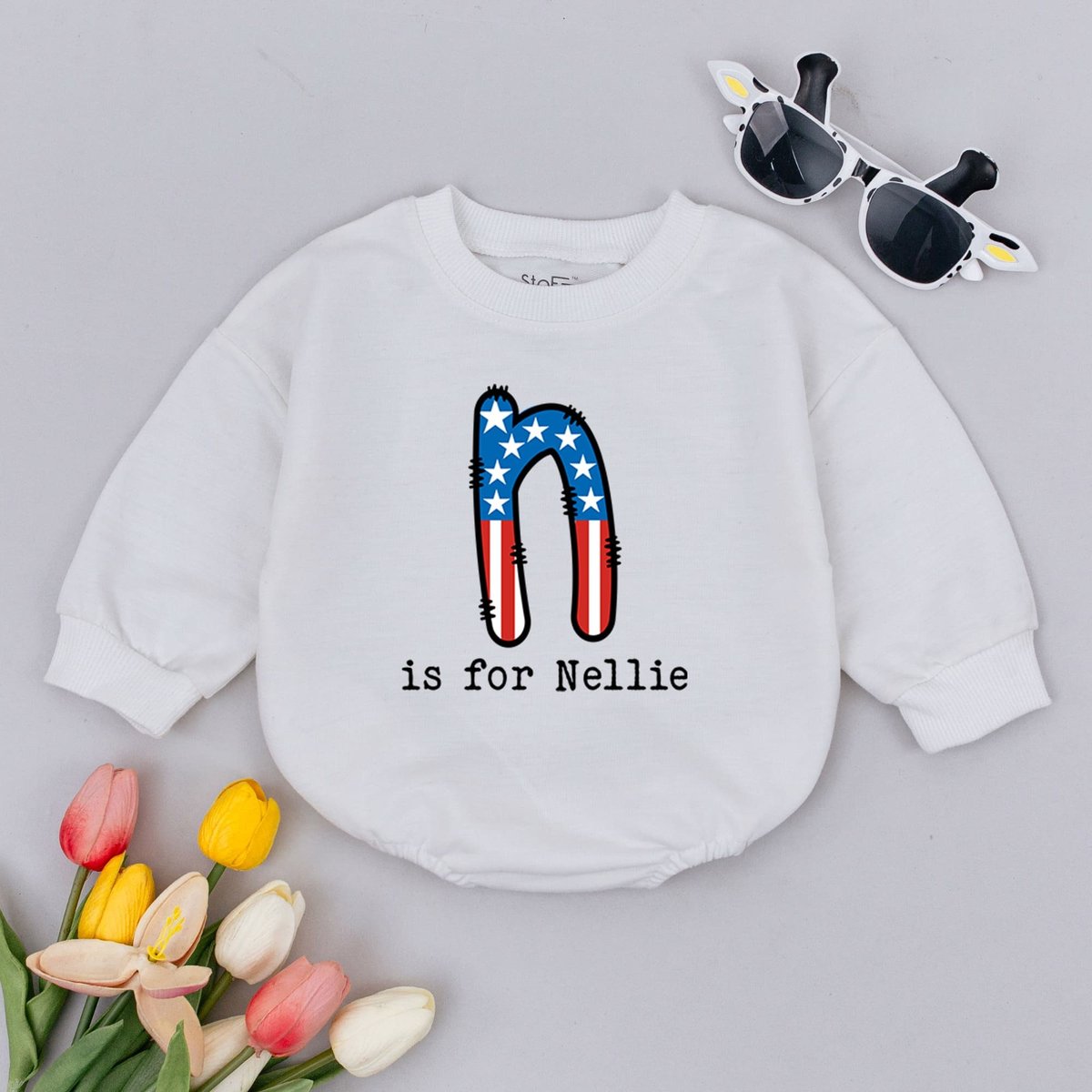 July 4th Letter Name Baby Romper Personalized Baby Bodysuits Infant Clothes for Independence Day Pat 172