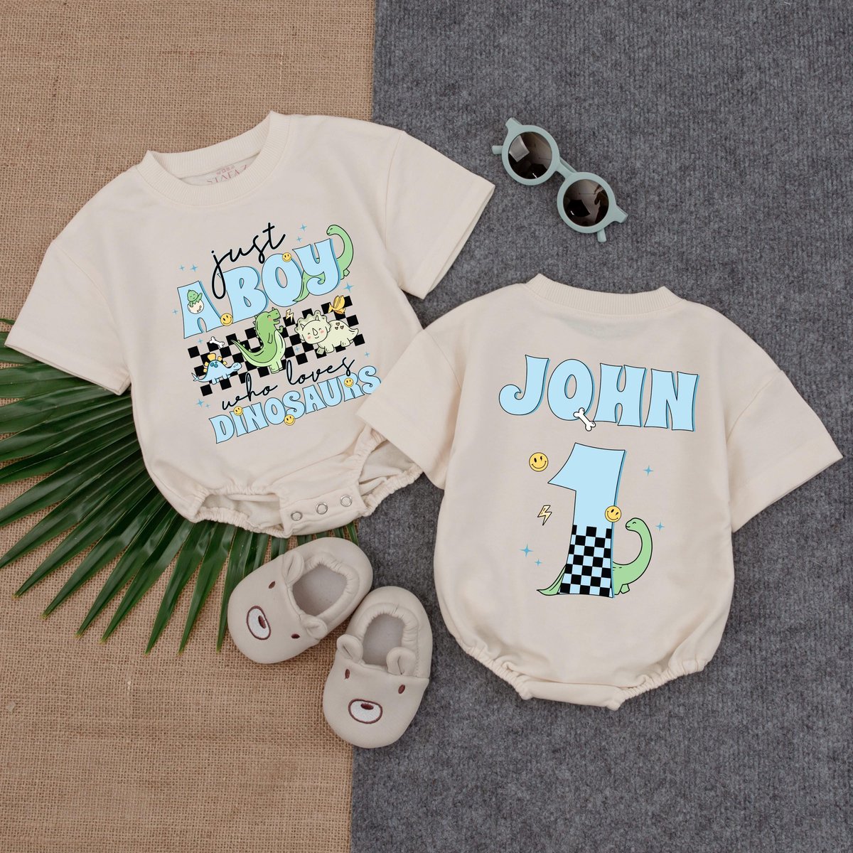 Just A Boy Who Loves Dinosaurs First Birthday Outfit Dino Bubble Romper Toddler Boy 1st Birthday Clo 430