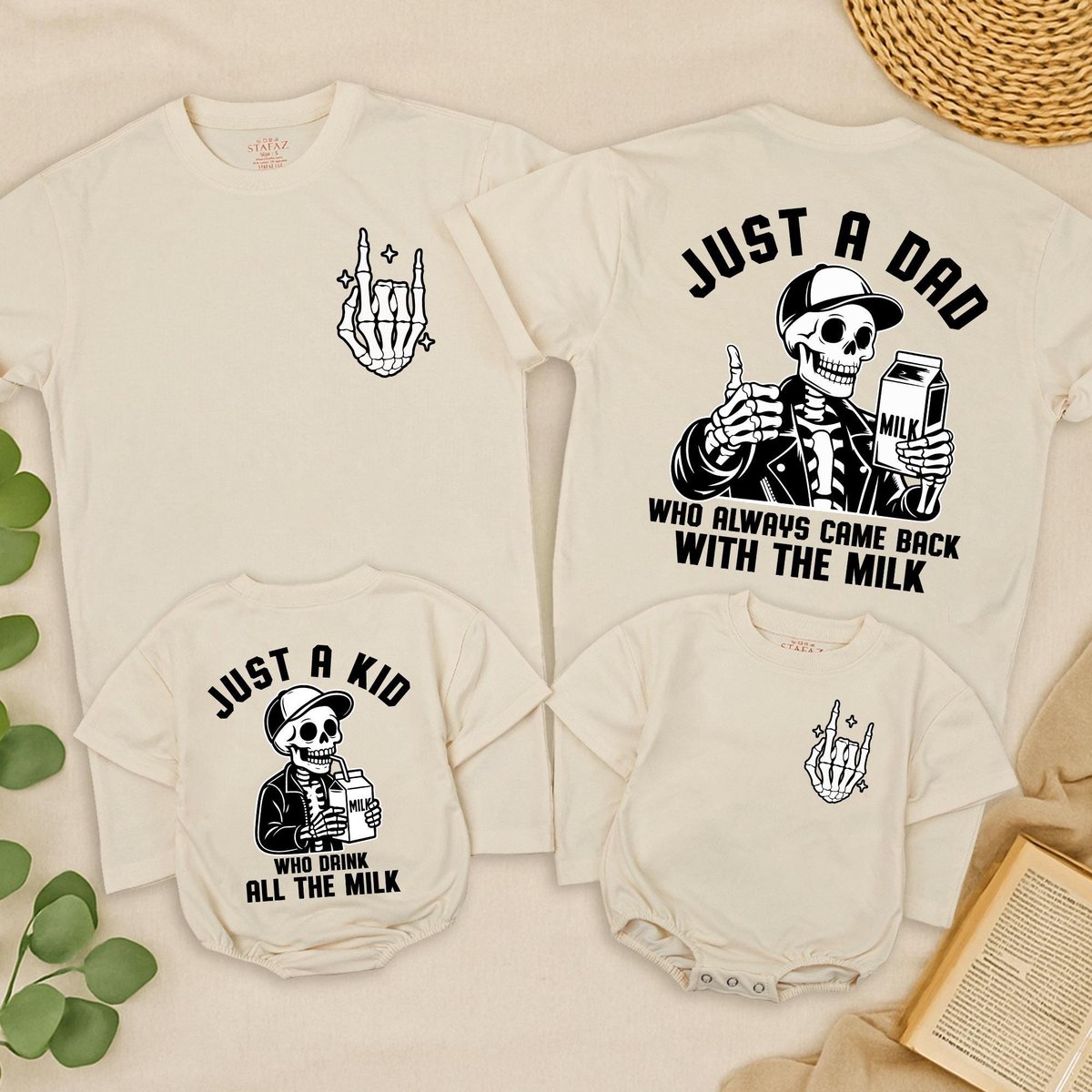 Just A Dad Who Always Came Back With The Milk T Shirt and Just a kid who drink all the milk Baby rom 435