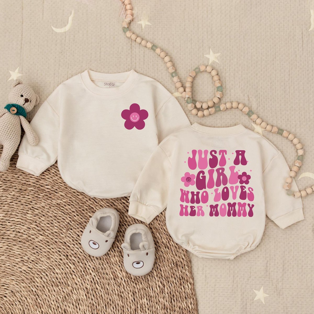 Just A Girl Who Loves Her Mommy Romper Baby Shower Clothing Mama's Girl Baby Romper for Baby Girl B 184