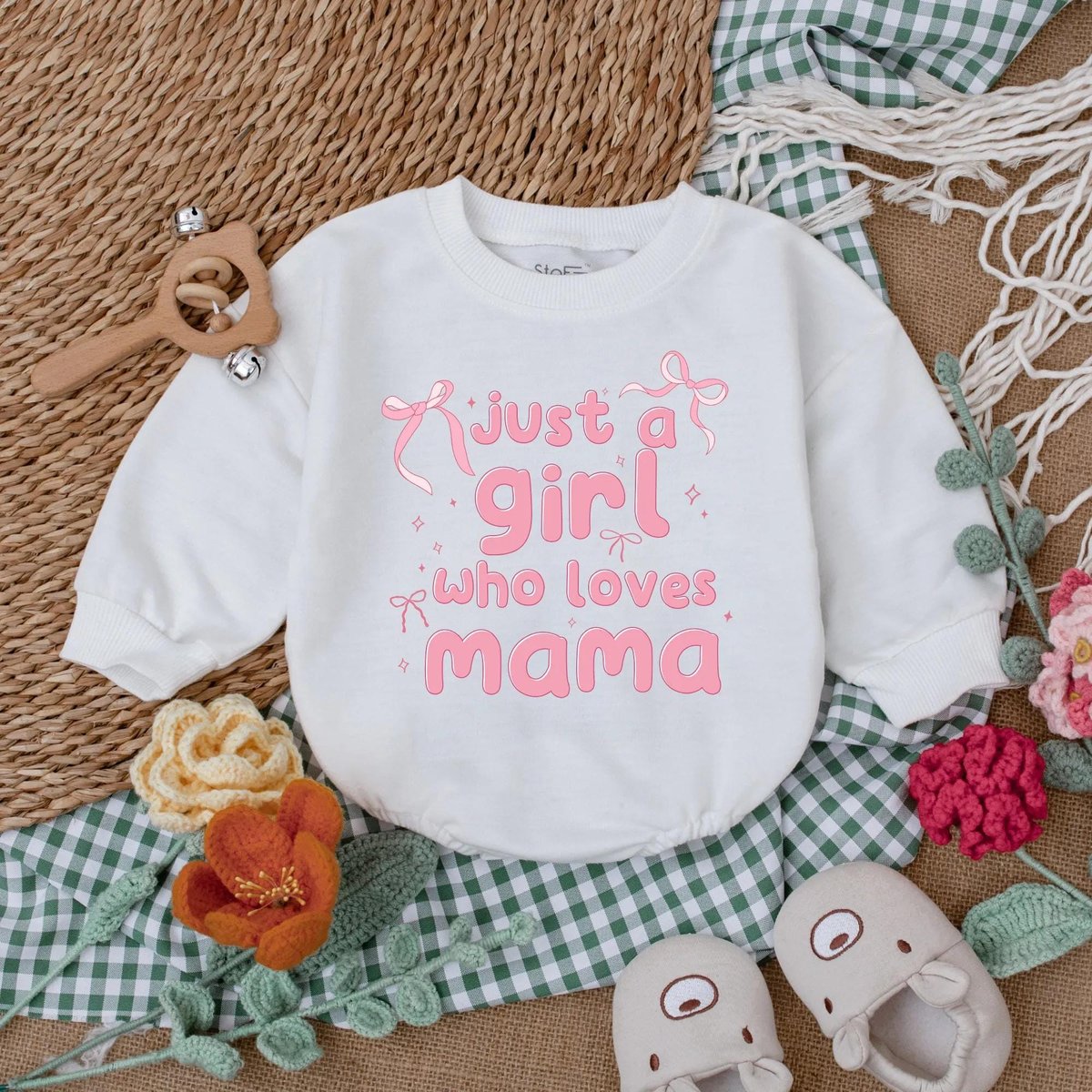 Just a Girl Who Loves Mama Baby Romper Mama's Girl Baby Bodysuit Mother's Day Outfit Romper for Ba 188