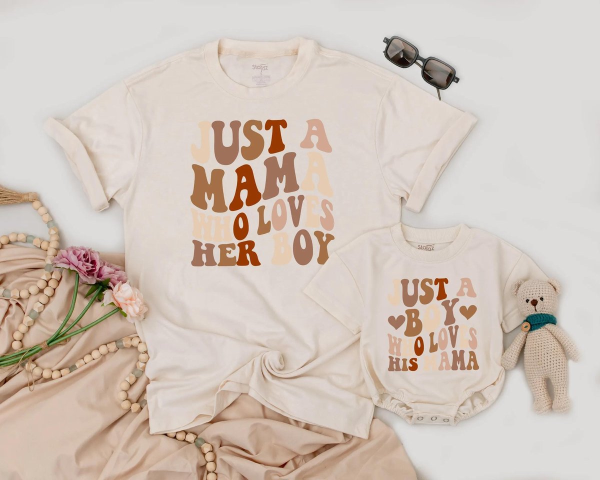 Just a Mama and Her Boy Matching Shirts Mom and Son Outfit Mother's Day Gift Mommy and Me T Shirt C 187