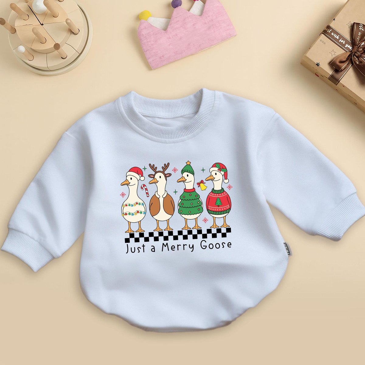 Just A Merry Goose My First Christmas Baby Romper Baby's First Holiday Outfit Goose Christmas Bodys 436