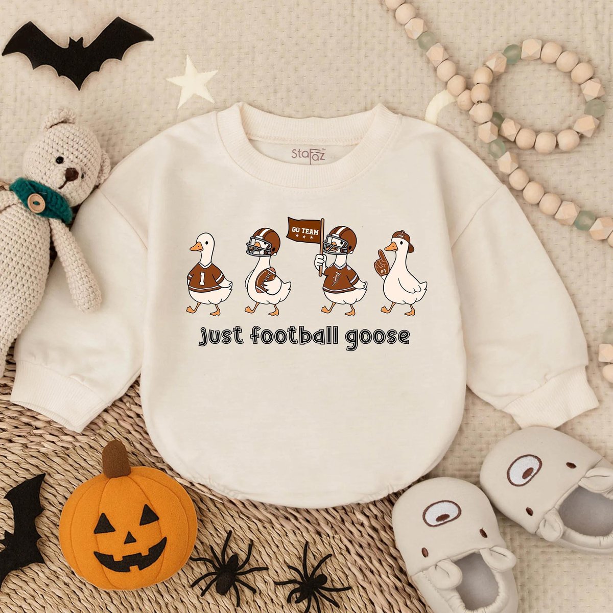 Just A Silly Goose Football Bubble Romper FallFootball Season Tee Football Game Day Toddler Sport Ba