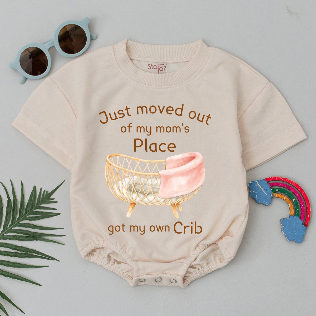 Just Moved Out of Moms Place Romper Funny Bodysuit Newborn Crib Outfit Baby Shower Gift Cute Infant