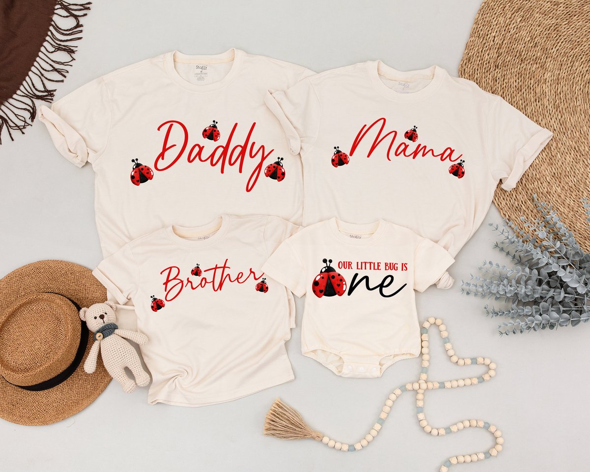 Ladybug Birthday Outfit First Birthday Shirt Matching Family Ladybug TeesMommy and Me Ladybug Shirt 171