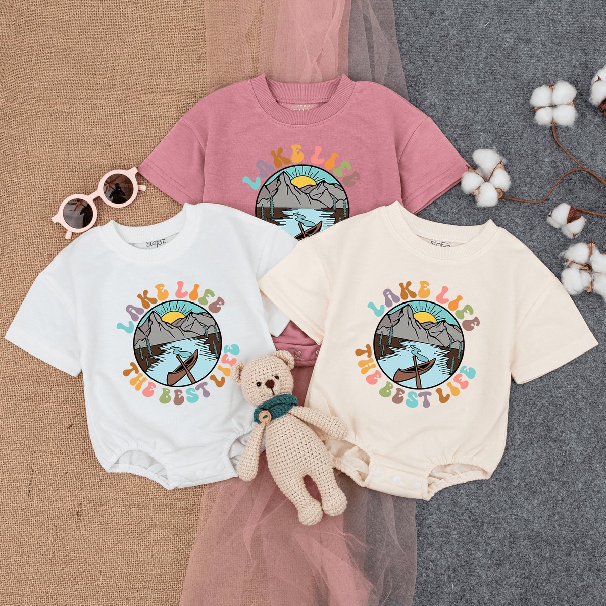 Lake Life Baby Romper Short  Sleeve Summer Baby Clothes Outdoor Adventure Bodysuit Cute Mountains B 168