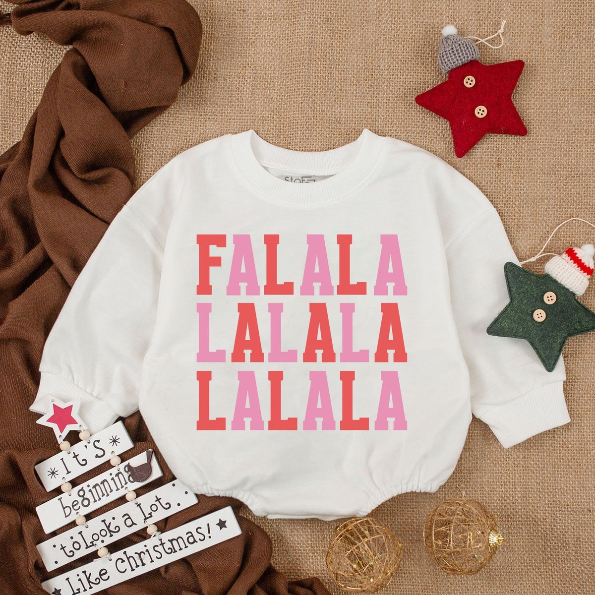 LALALA Christmas Romper Christmas Baby Announcement Bodysuit Baby Cozy Clothes Newborn Girl Outfit C