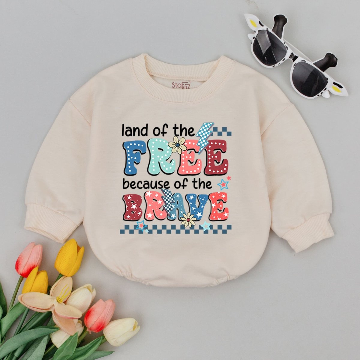 Land Of The Free Baby Romper 1st Fourth of July Baby Clothes Patriotic New Baby Gift USA Baby romper 170