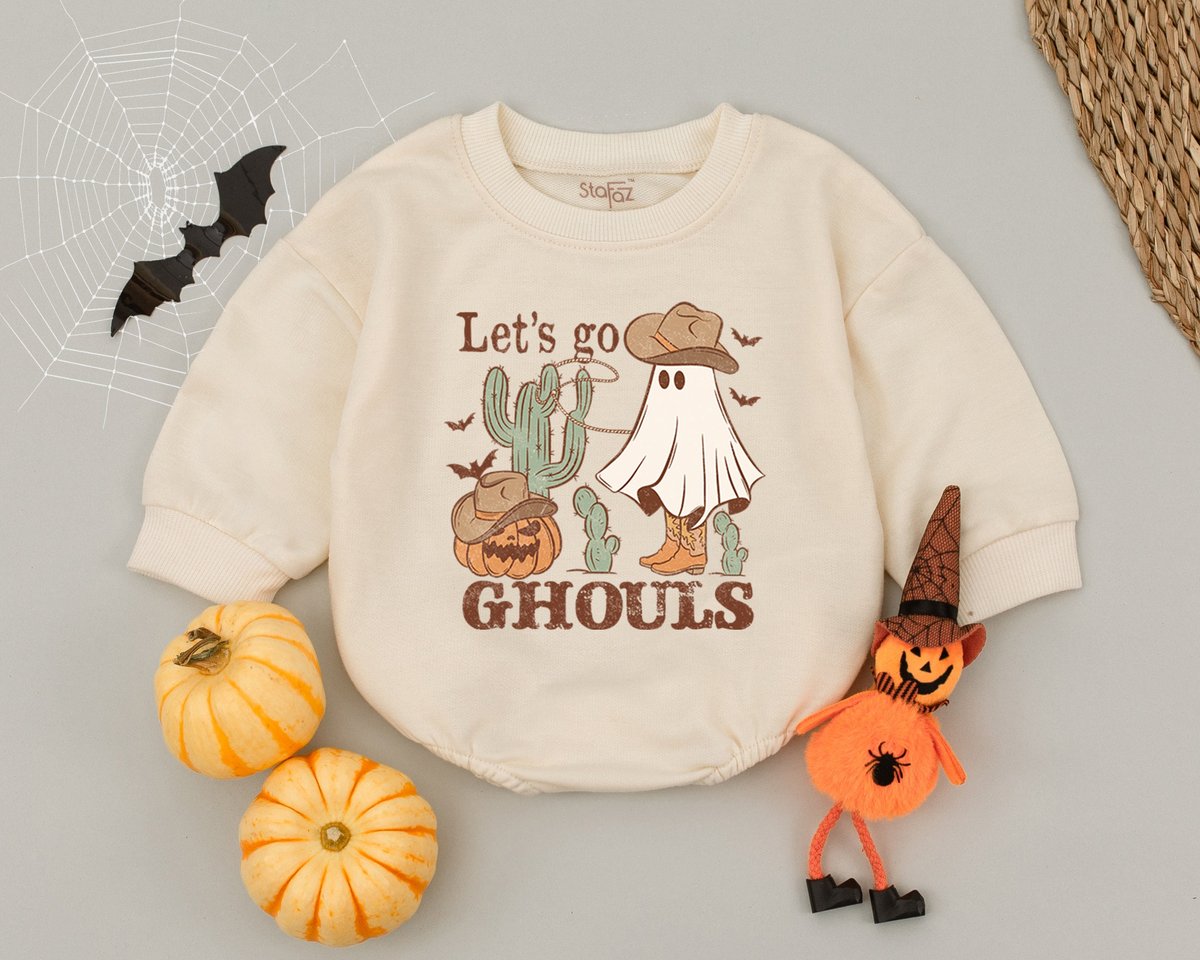 Let's Go Ghouls Baby Romper First Halloween OutfitPumpkin Halloween Ghost HalloweenRetro Country We