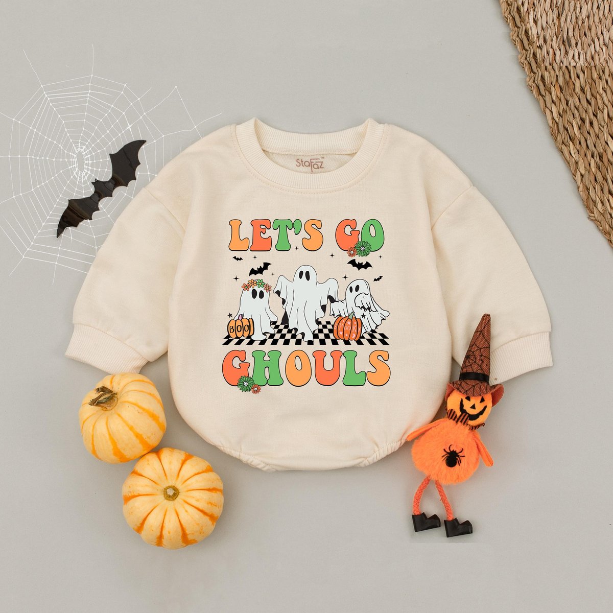 Let's Go Ghouls Baby Romper Spooky Halloween Gift For Baby Girl Spooky Season Baby Bodysuit Newborn