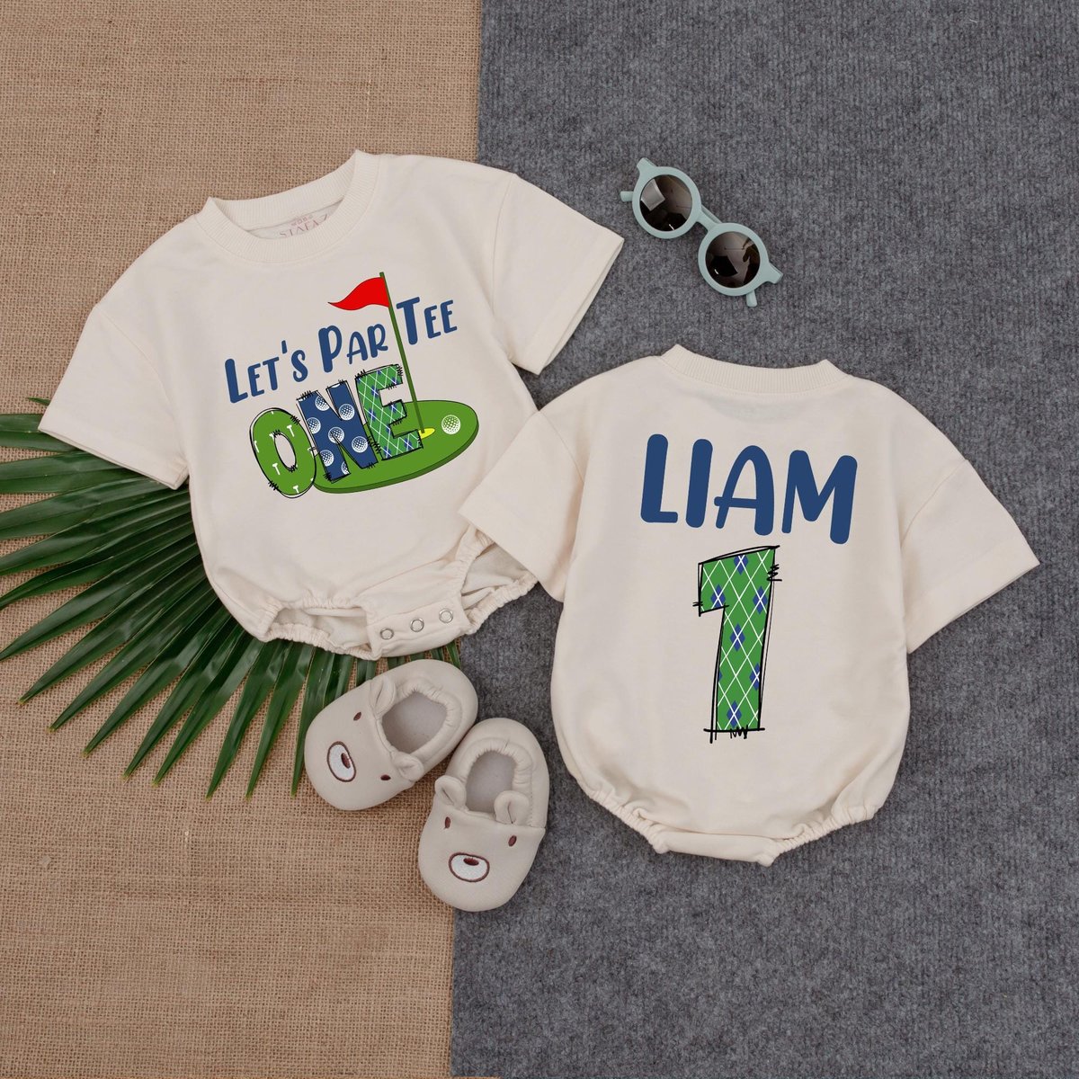 Let's Par Tee I'm One Golf T shirt Bubble Romper for Boys Toddler Golf Outfit First Birthday Golf 190