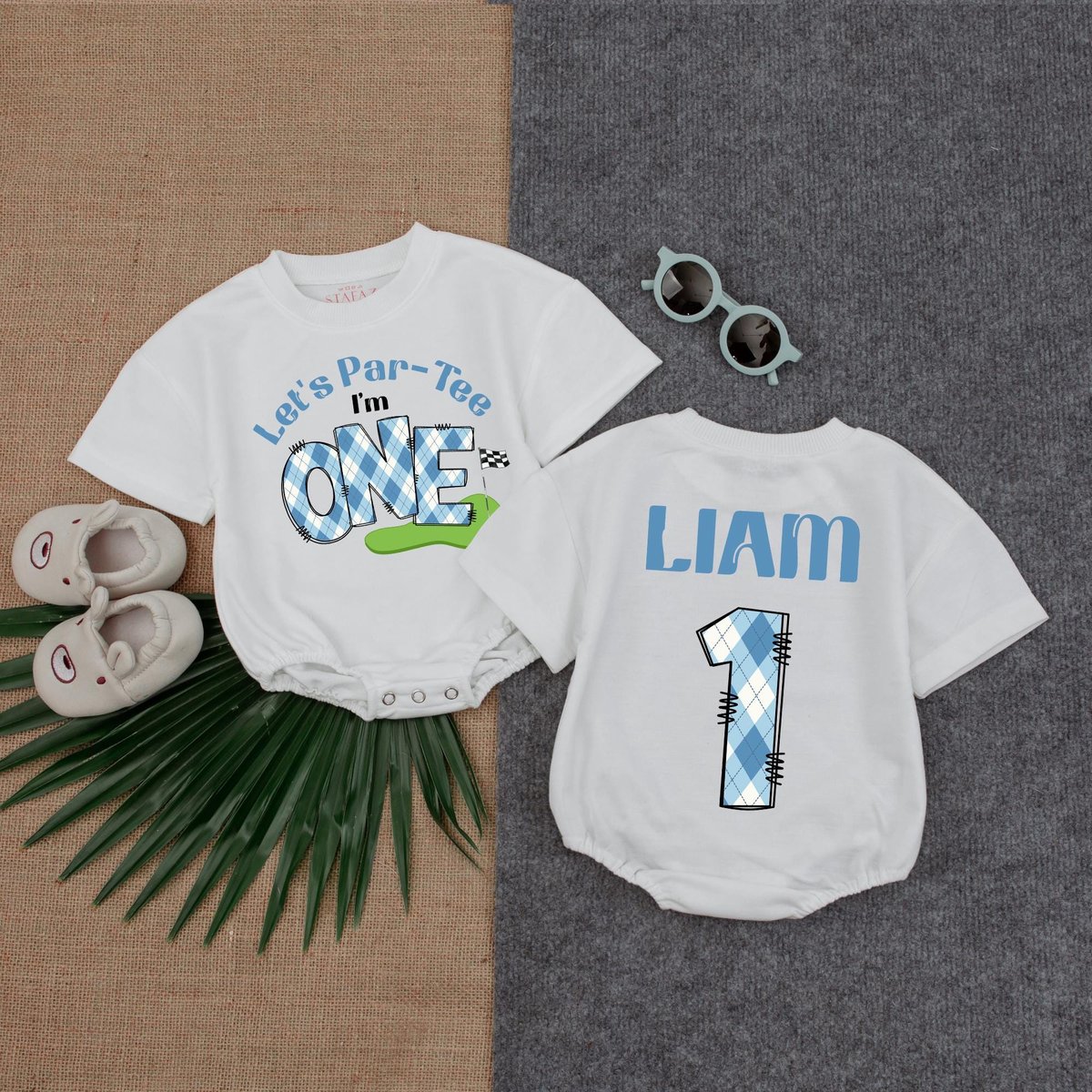 Let's Par Tee I'm One T shirt Bubble Romper for Boys Toddler Golf Outfit First Birthday Golf Shirt 188