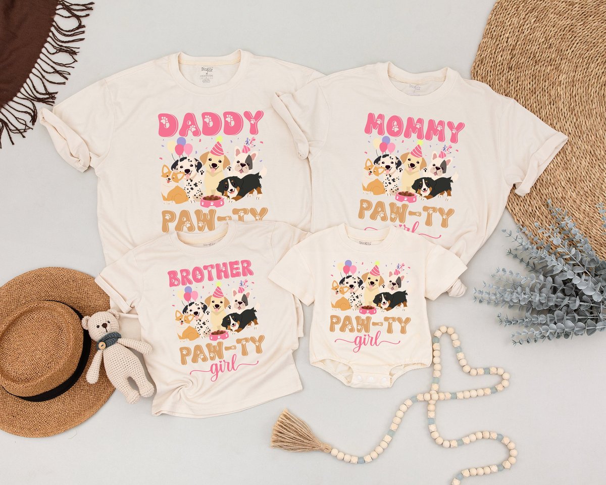 Let's Pawty Puppy Birthday Shirt Puppy Birthday Party Girl Birthday Shirt Dog Party Shirt Matching 171