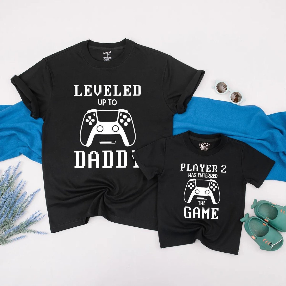 Leveled Up to Daddy and Player 2 Has Entered the Game Outfits Matching Gamer Daddy and Baby Shirt Se 430