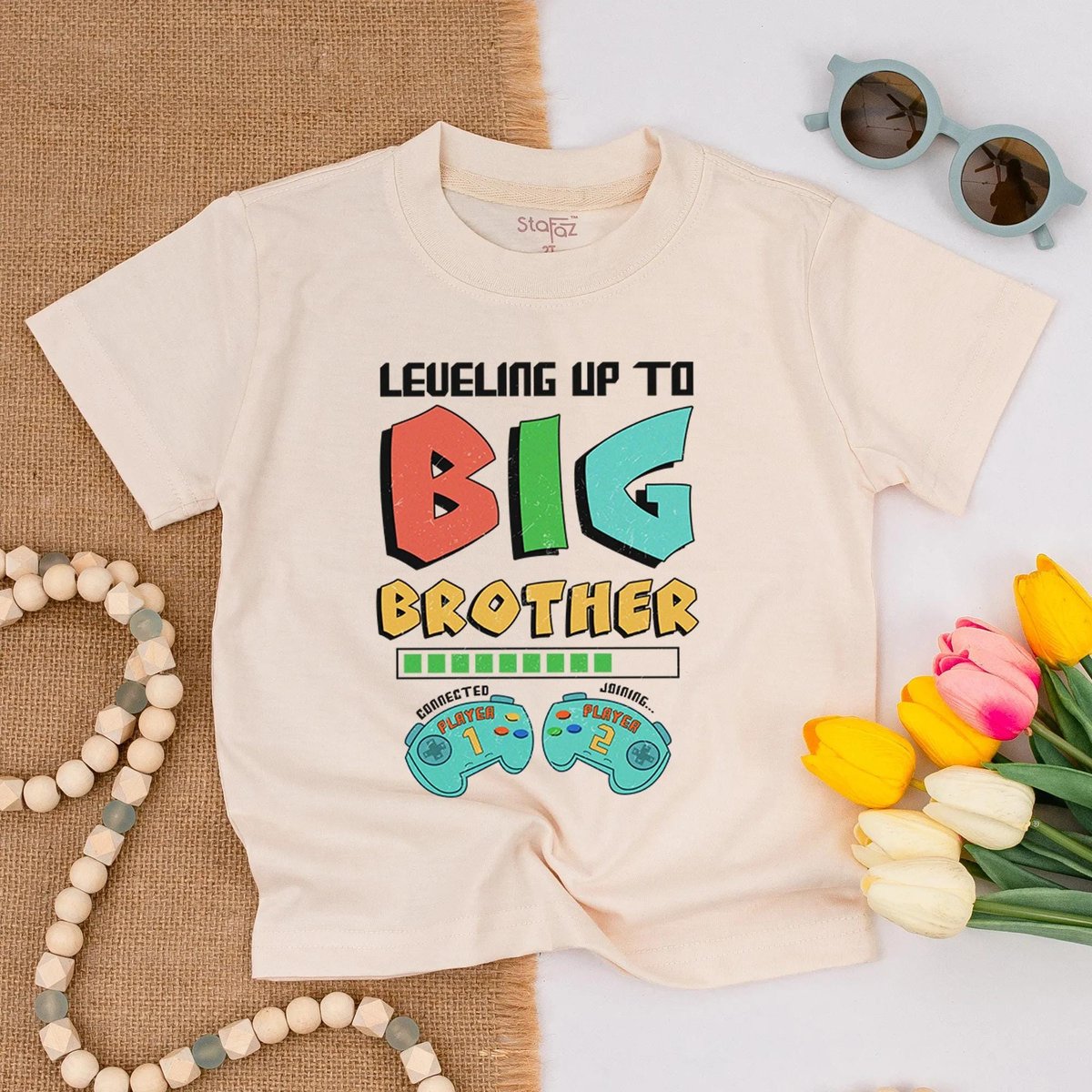 Leveling Up To Big Brother Toddler Tee Big Brother T Shirt Funny Sibling Reveal Outfit Cute Toddler 433