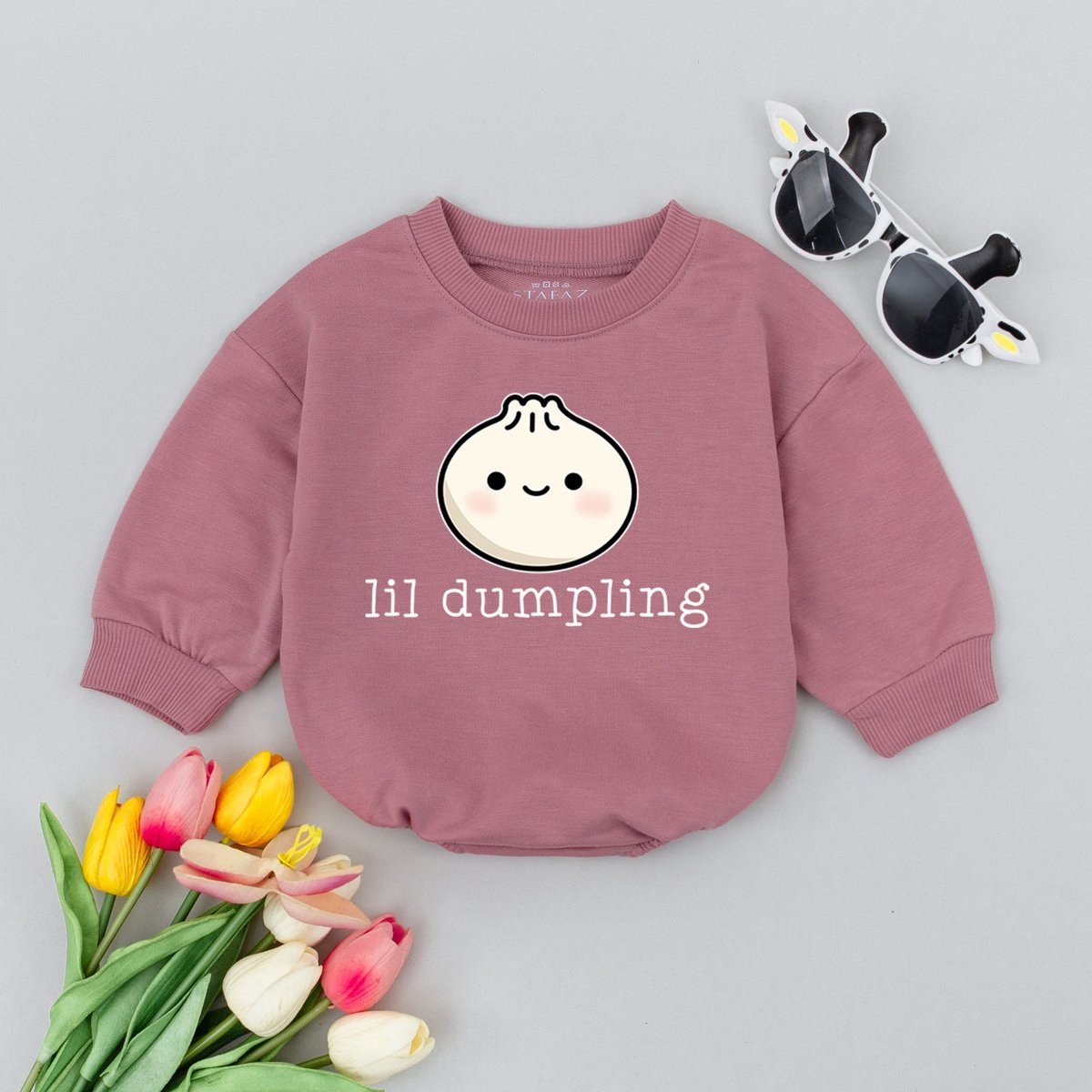 Lil Dumpling baby romper Little Dumpling Bodysuit Baby Clothes Vegan Baby Outfit Cute Baby Costume F 154
