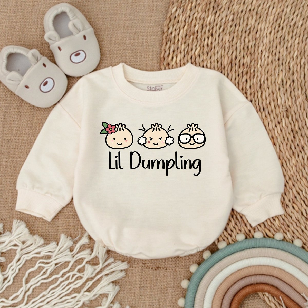 Lil Dumpling Bao Romper Baby Shower Gift Food Baby Outfit Vegan Baby Clolth Lil Dumpling Newborn Clothing
