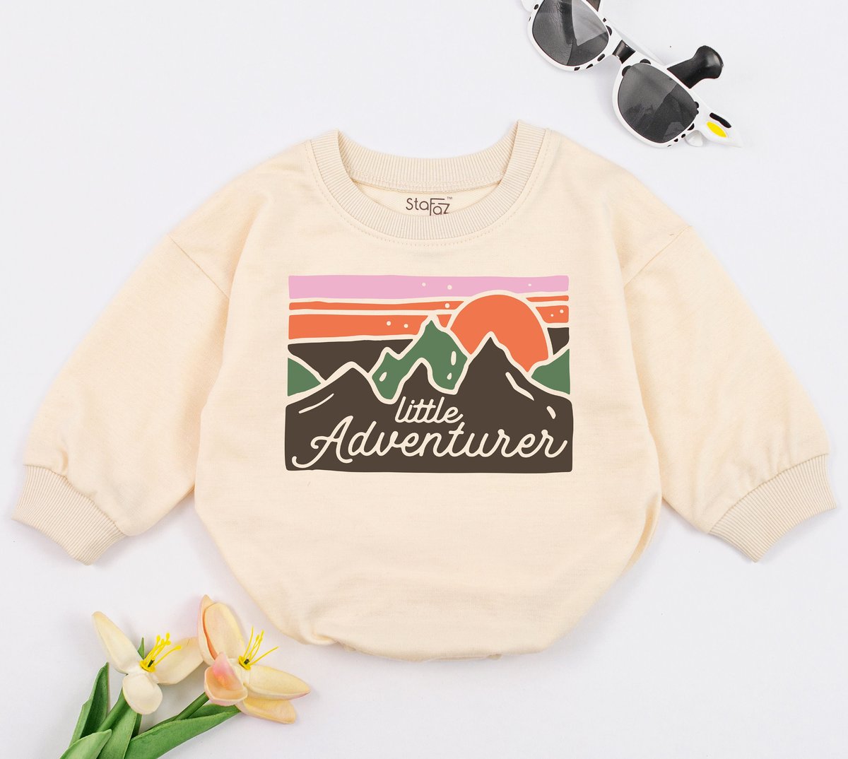 Little Adventurer Baby Romper Cute Mountains Bodysuit Summer Baby One Piece Retro Adventure Bodysuit 148