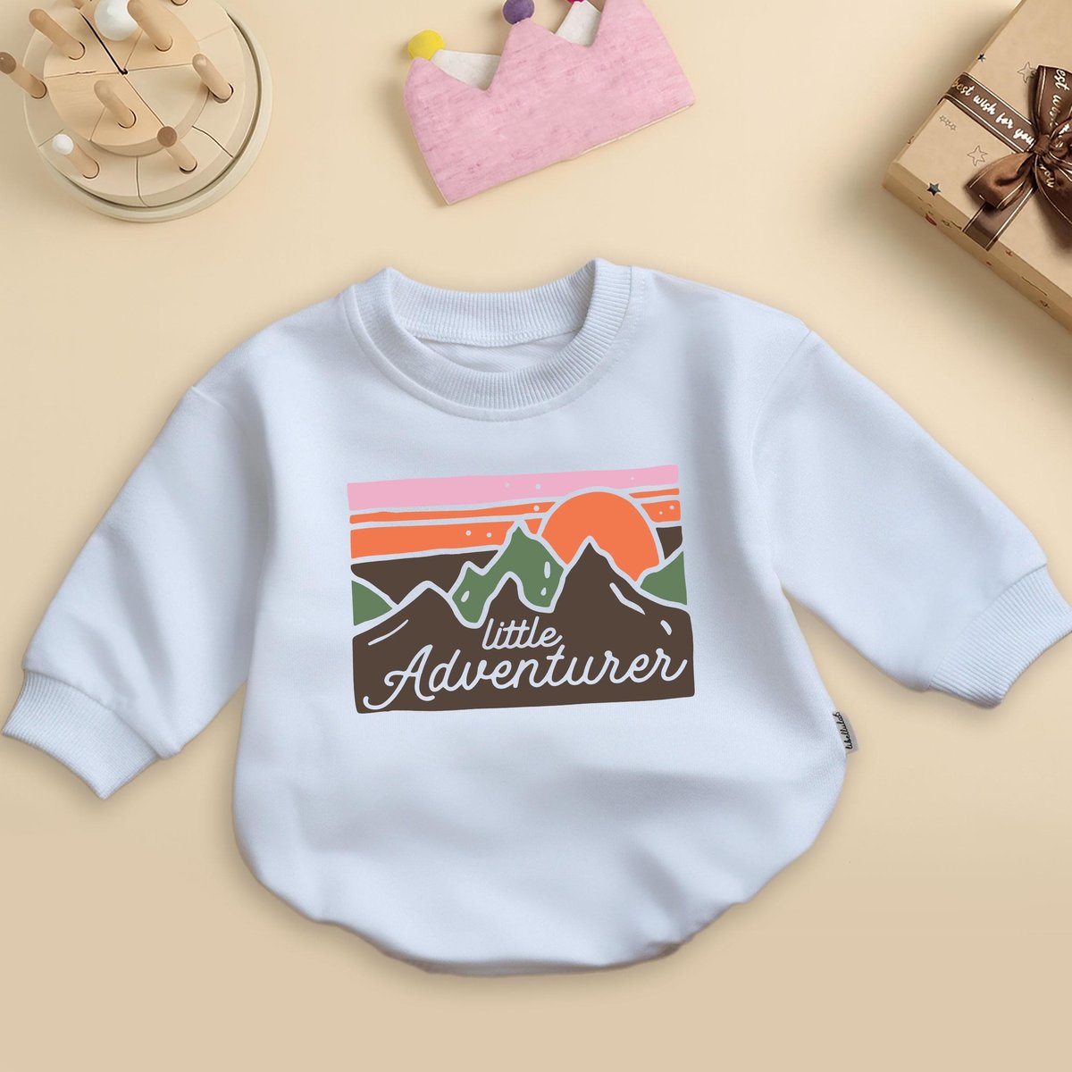 Little Adventurer Baby Romper Cute Mountains Bodysuit Camping Adventure Retro Adventure Bodysuit Cut 436