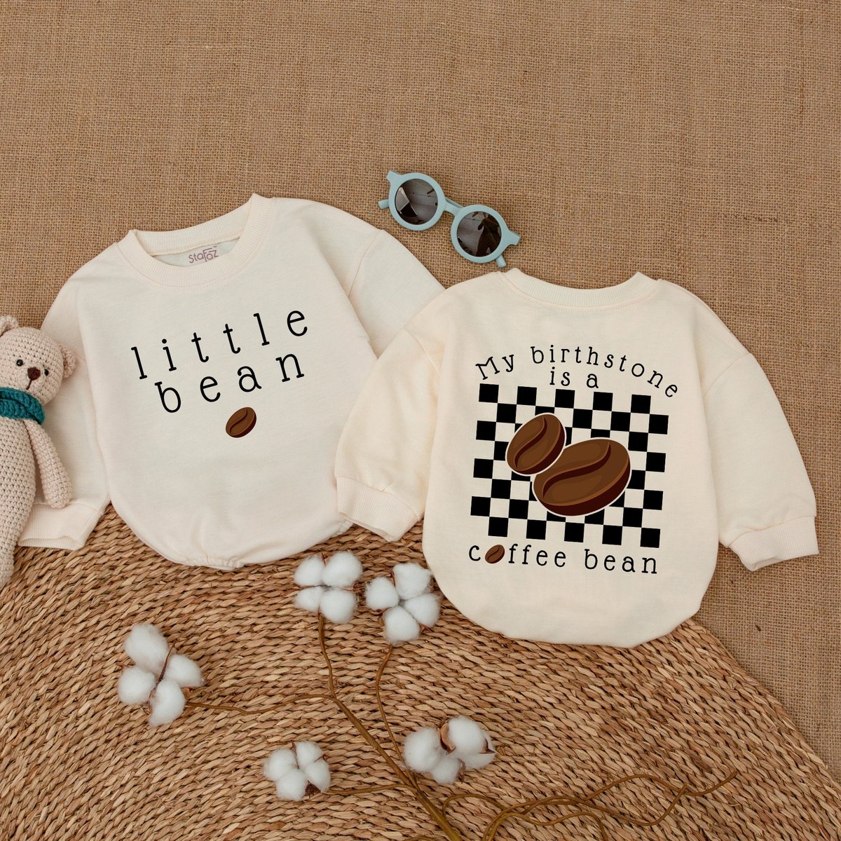 Little Bean Baby Bodysuit My Birthstone Is a Coffee Bean Romper Coffee Baby Outfit Minimalist Baby C 170
