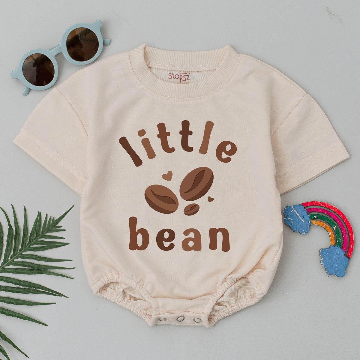 Little Bean Baby Romper Coffee Baby Bodysuit Minimalist Baby Clothes Baby Announcement New Baby Outf