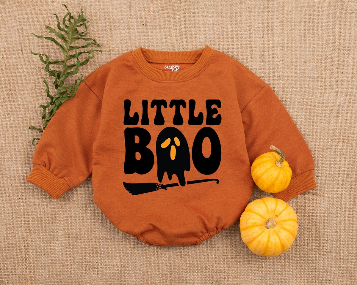 Little Boo Bubble Romper Cute Retro Bodysuit Halloween Baby Romper Little Boo Shirt Spooky Babe Romp