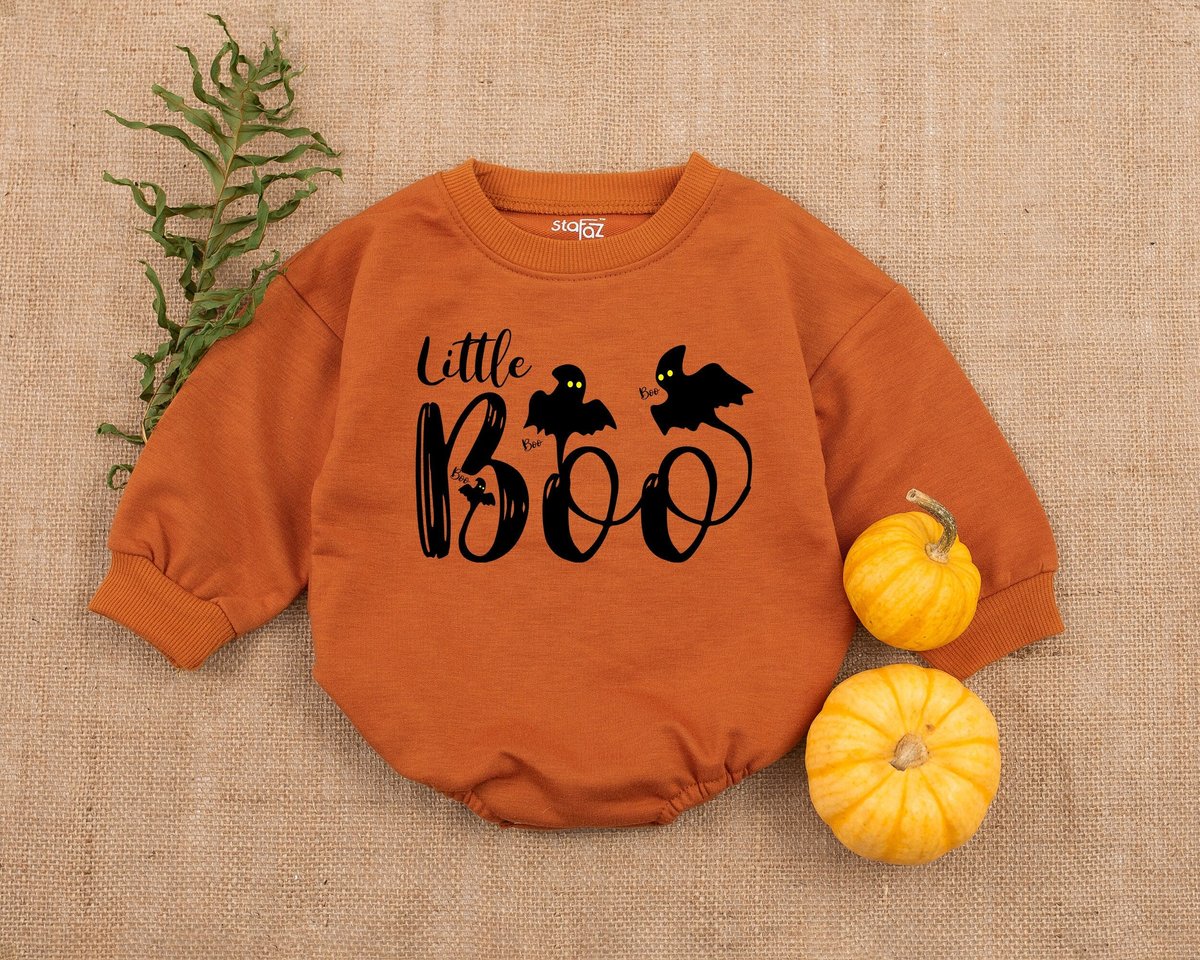 Little Boo Bubble Romper Cute Retro Bodysuit Halloween Baby Romper Little Boo Shirt Spooky Babe Romp 150