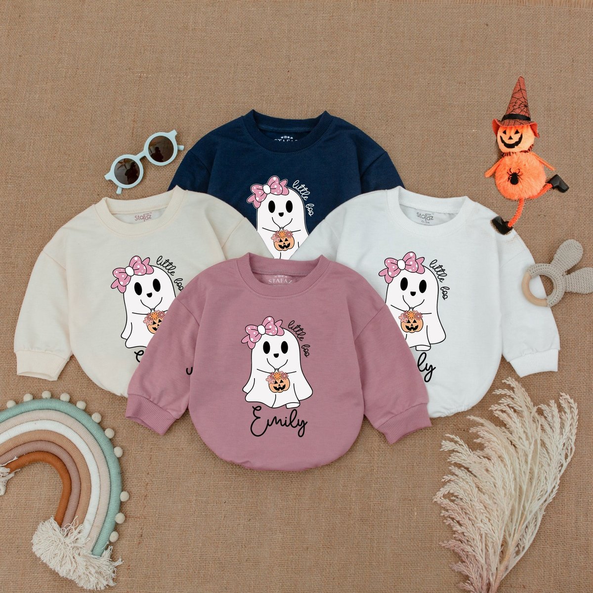 Little Boo Bubble Romper My First Halloween Outfit Bubble Romper Baby Shower Gift Pumpkin Bodysuit B 177