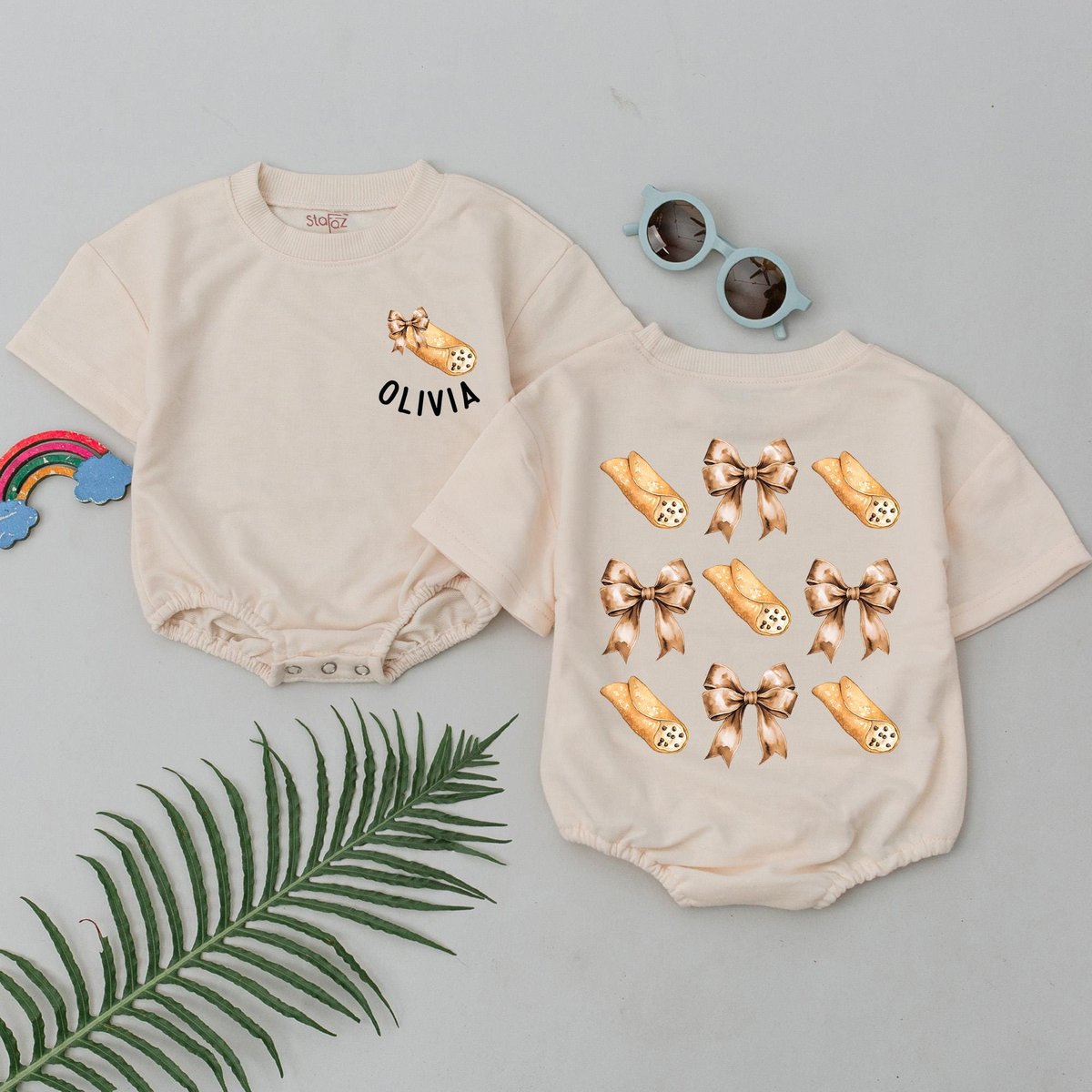 Little Cannoli Baby Girl Romper Italian Food Bodysuit Cute Bow Pastry Newborn Romper Foodie Gifts Ba