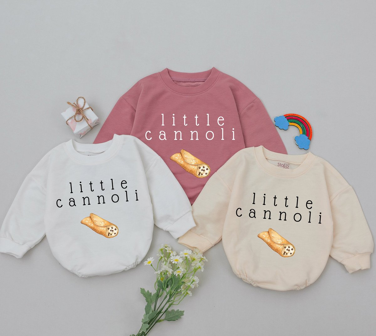 Little Cannoli Baby Romper Pastry Romper Italian Food Bodysuit Foodie Gifts Baby Shower Gifts Newbor