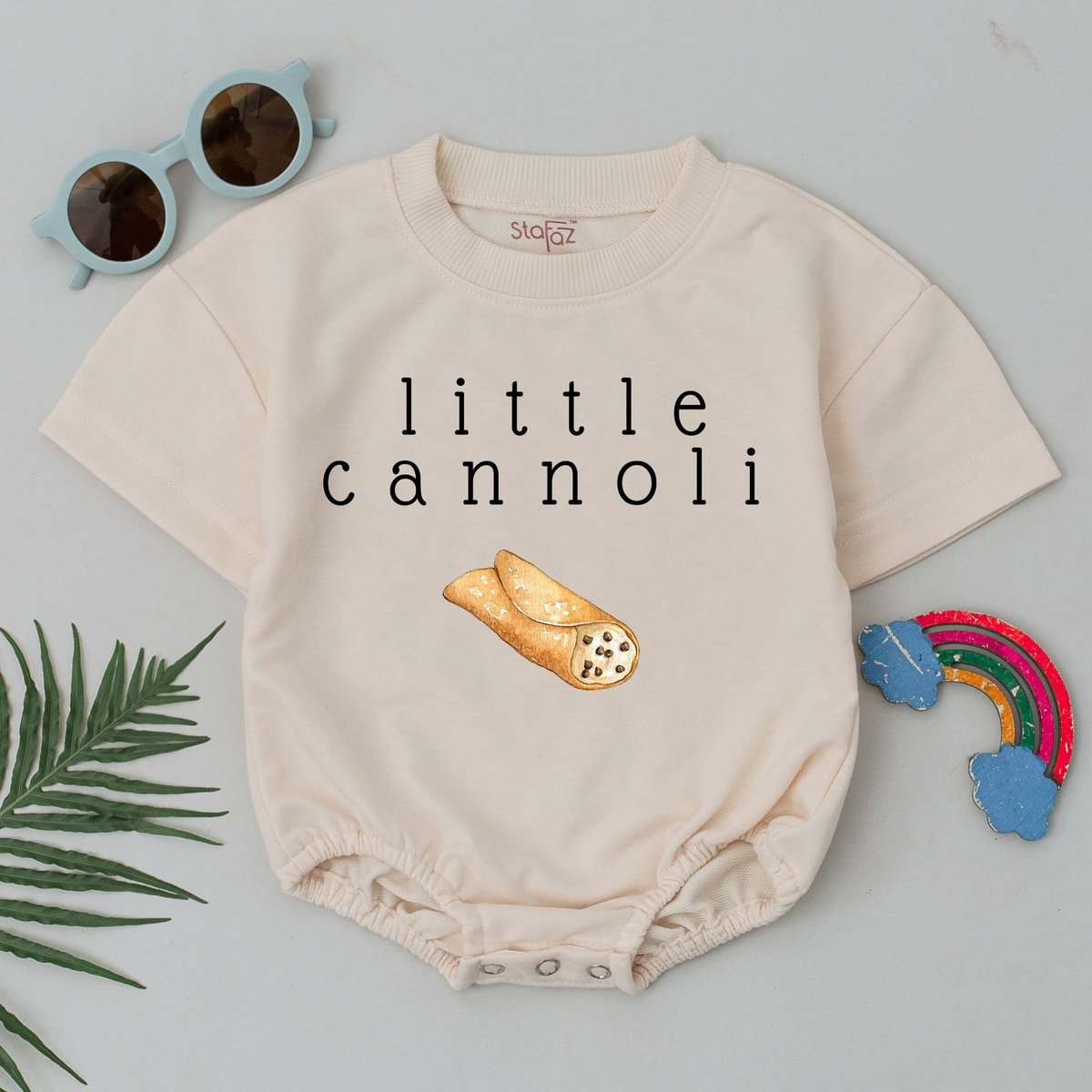 Little Cannoli Short Sleeve Romper Pastry Romper Italian Food Bodysuit Foodie Gift Baby Shower Gifts