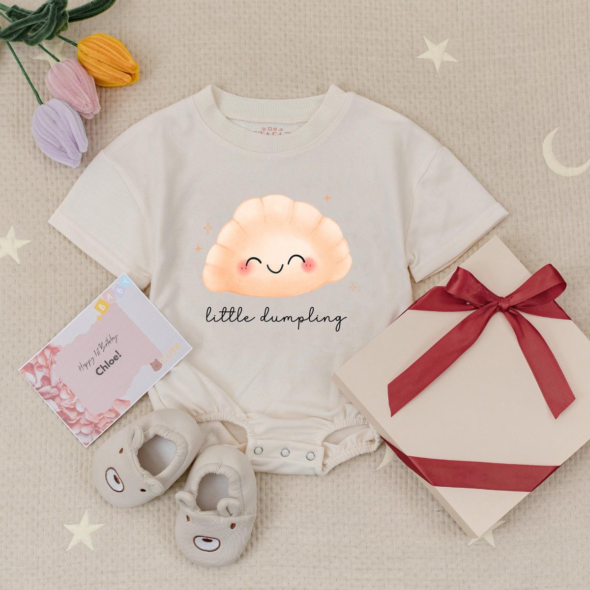 Little Dumpling Baby Romper Dimsum Baby Outfit Cute Bao Babysuit Little Banh Bao Babysuit Cute Baby