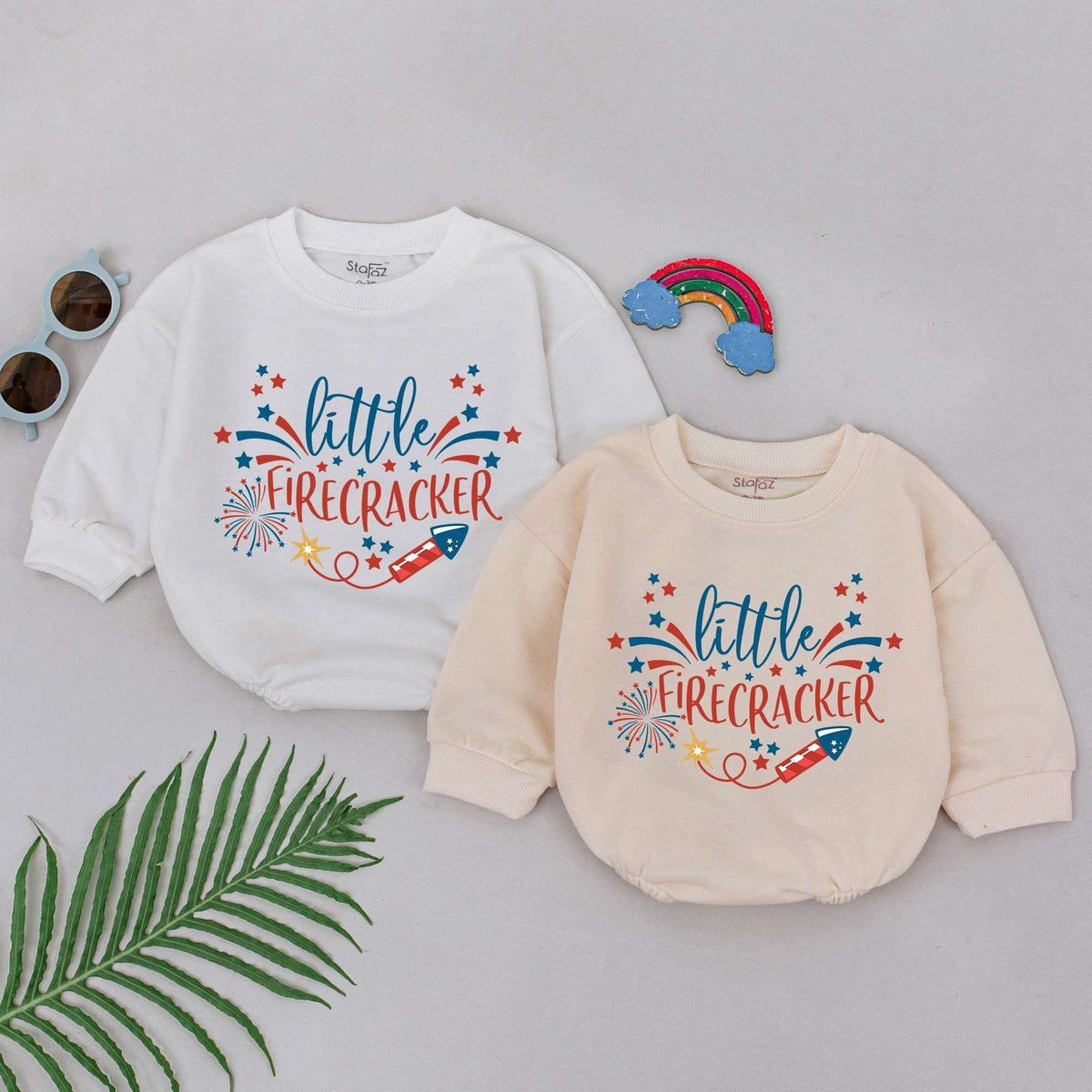 Little Firecracker Baby Romper 4th of July Bodysuit Party in the USA Outfit Independence Day Newborn