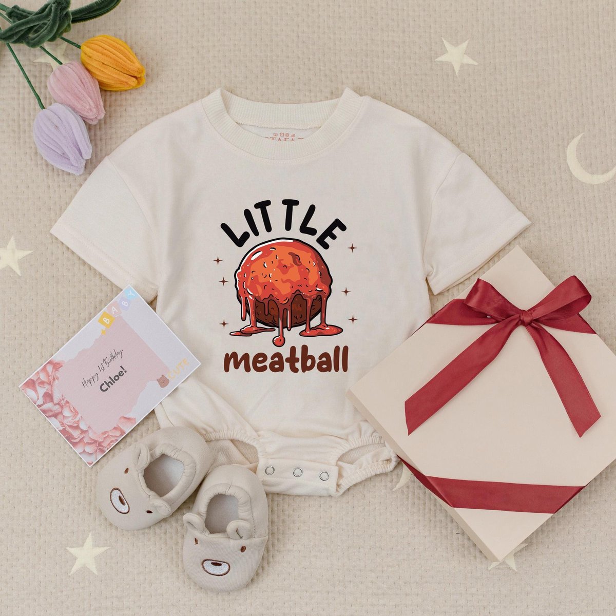 Little Meatball Baby Romper Funny Italian Food Pun Babysuit Cute Food Bodysuit ItalianCute Baby Anno