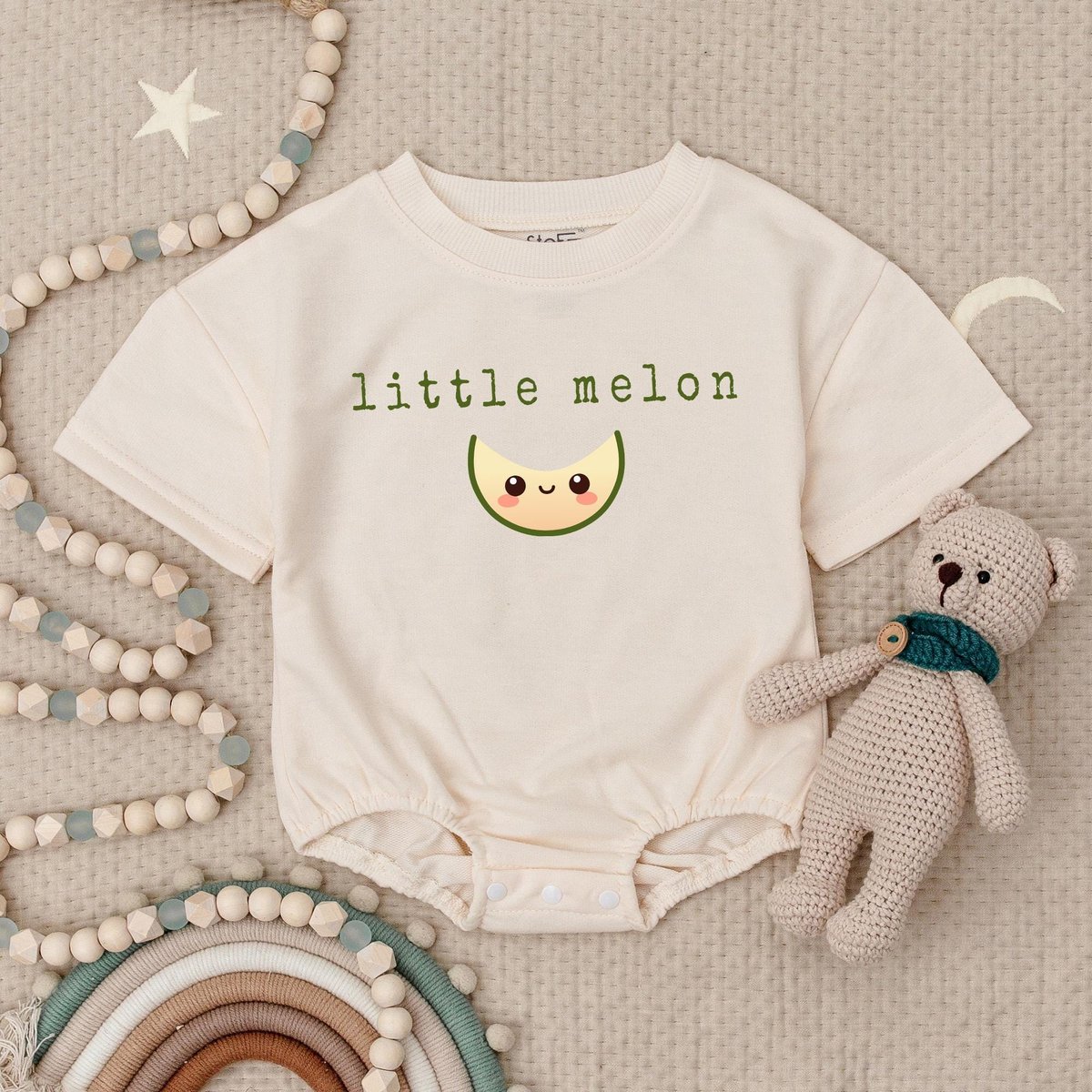 Little Melon Baby Romper Minimalist BabysuitCute Melon BodysuitFruit BabysuitVegan Baby Shower GiftB