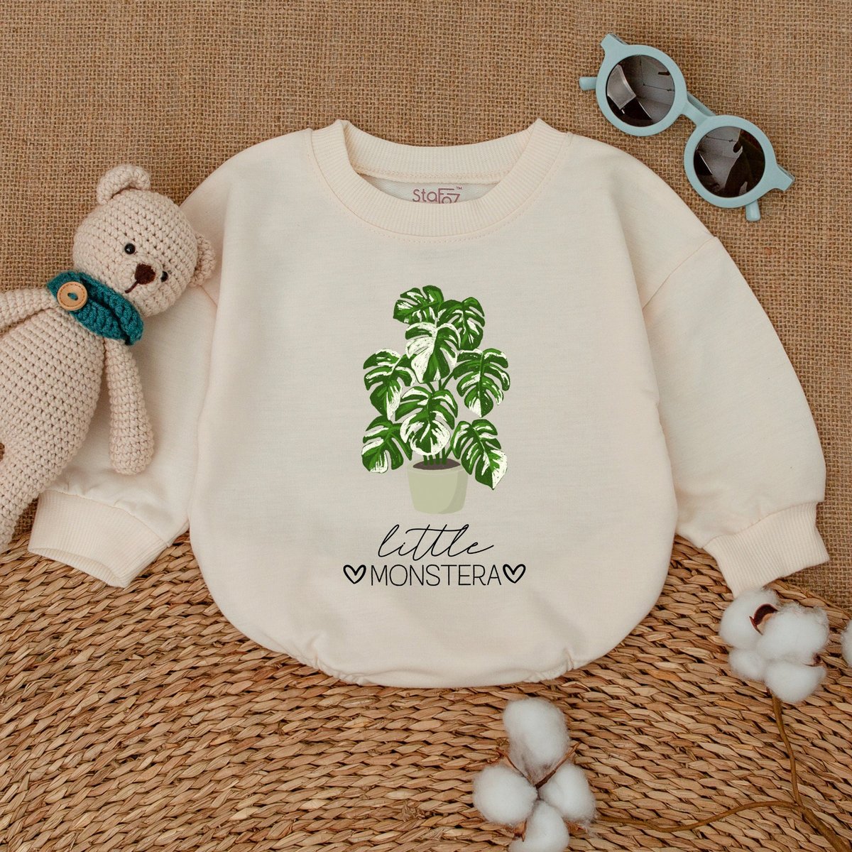 Little Monstera Romper Monstera Plant Baby Bodysuit Mama's Little Monstera Clothes Gender Neutral B 169