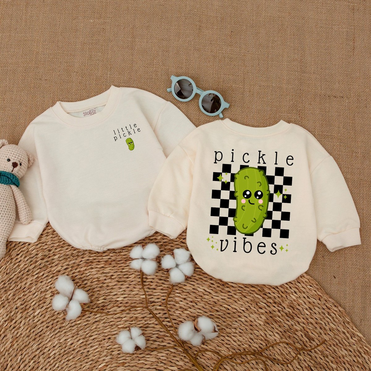 Little Pickle Romper Pickle Vibes Baby Bodysuit Little Dill Bodysuit Hipster Baby Clothes Vegan Baby 169