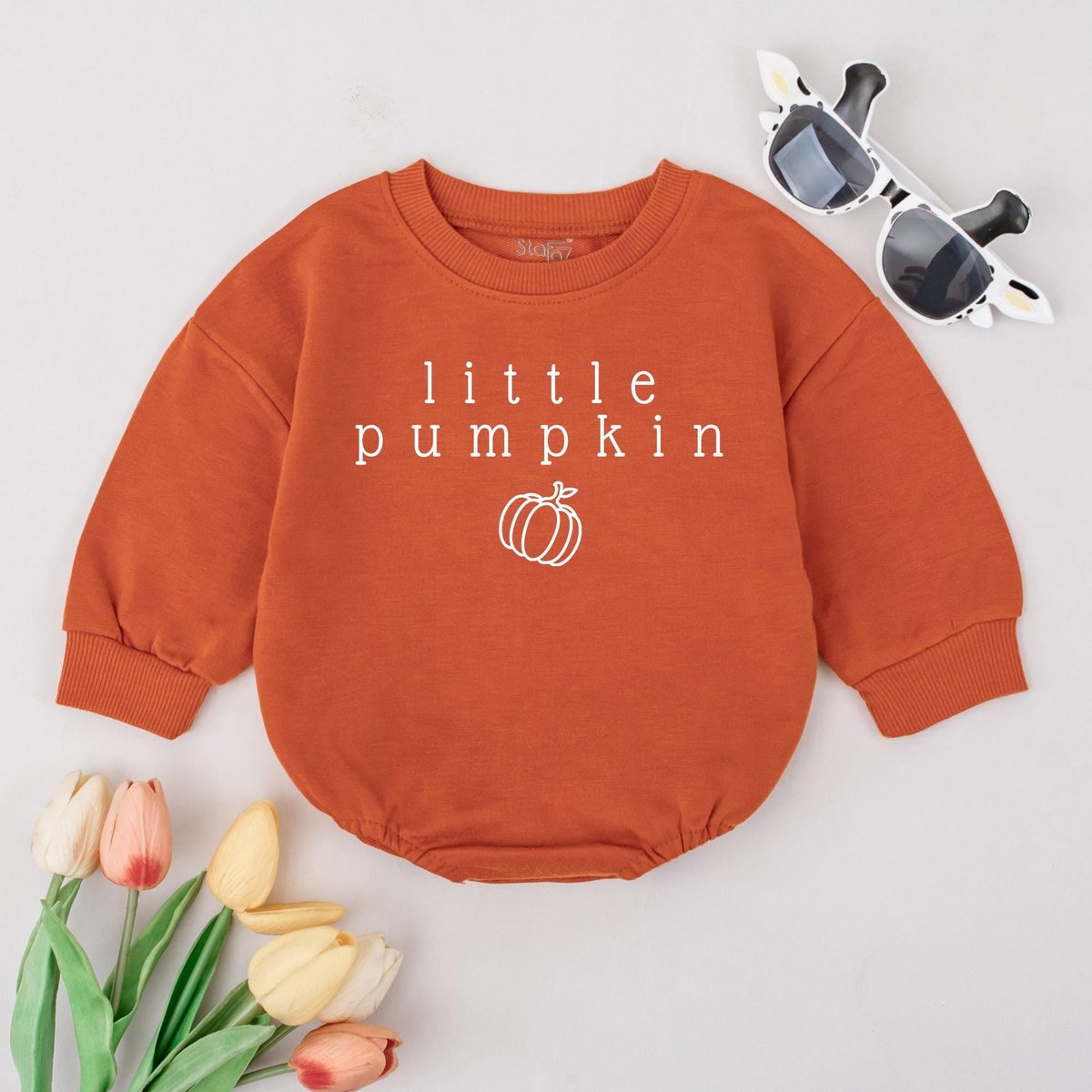 Little Pumpkin Baby Romper Natural Fall Baby Bodysuit Cute Fall Bodysuit Pumpkin Baby Gift Hello Pum 154