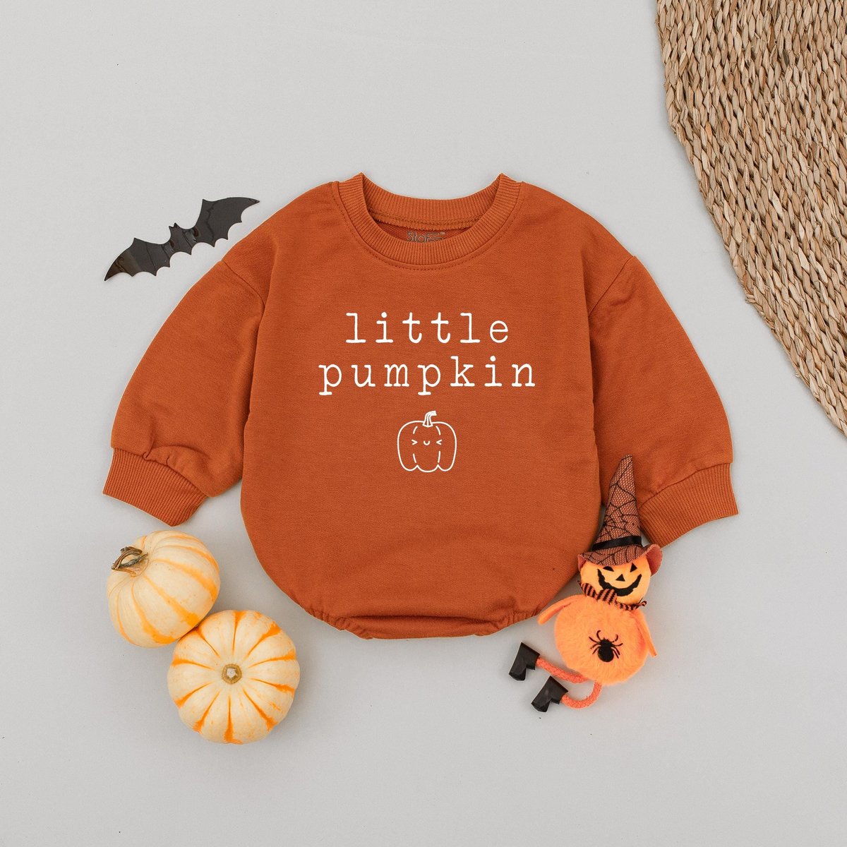 Little Pumpkin Baby Romper Newborn Halloween Bodysuit Vintage Natural Baby Romper First Thanksgiving