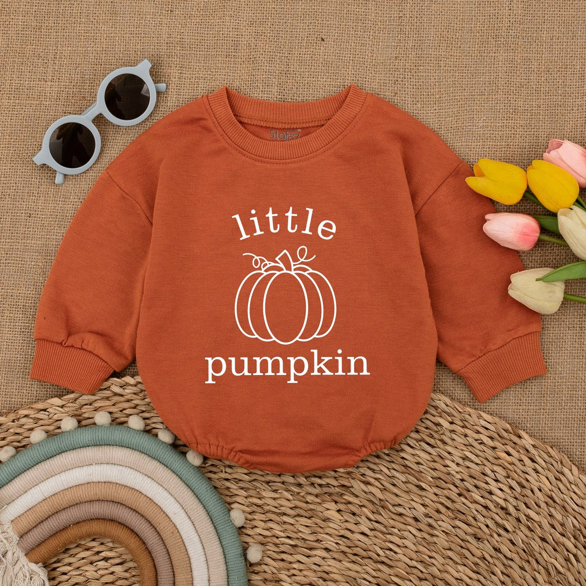 Little Pumpkin Baby Romper Vintage Pumpkin Bodysuit Baby Thanksgiving Outfit Fall Baby Clothes Fall 176